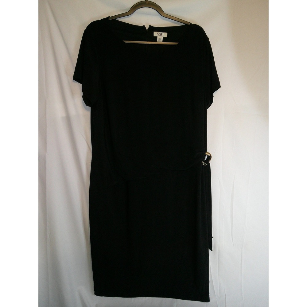 Cato Woman Black Short Sleeve Midi Dress with Gold Ring Detail Size 18W 20W